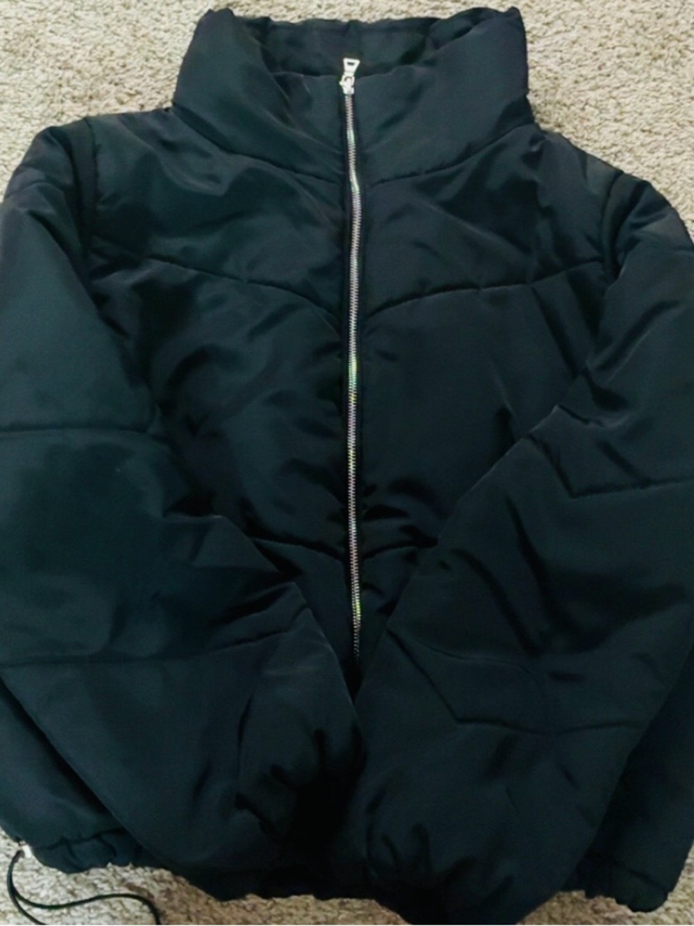Women's Black Puffer Bomber Jacket - Lightweight Warmth